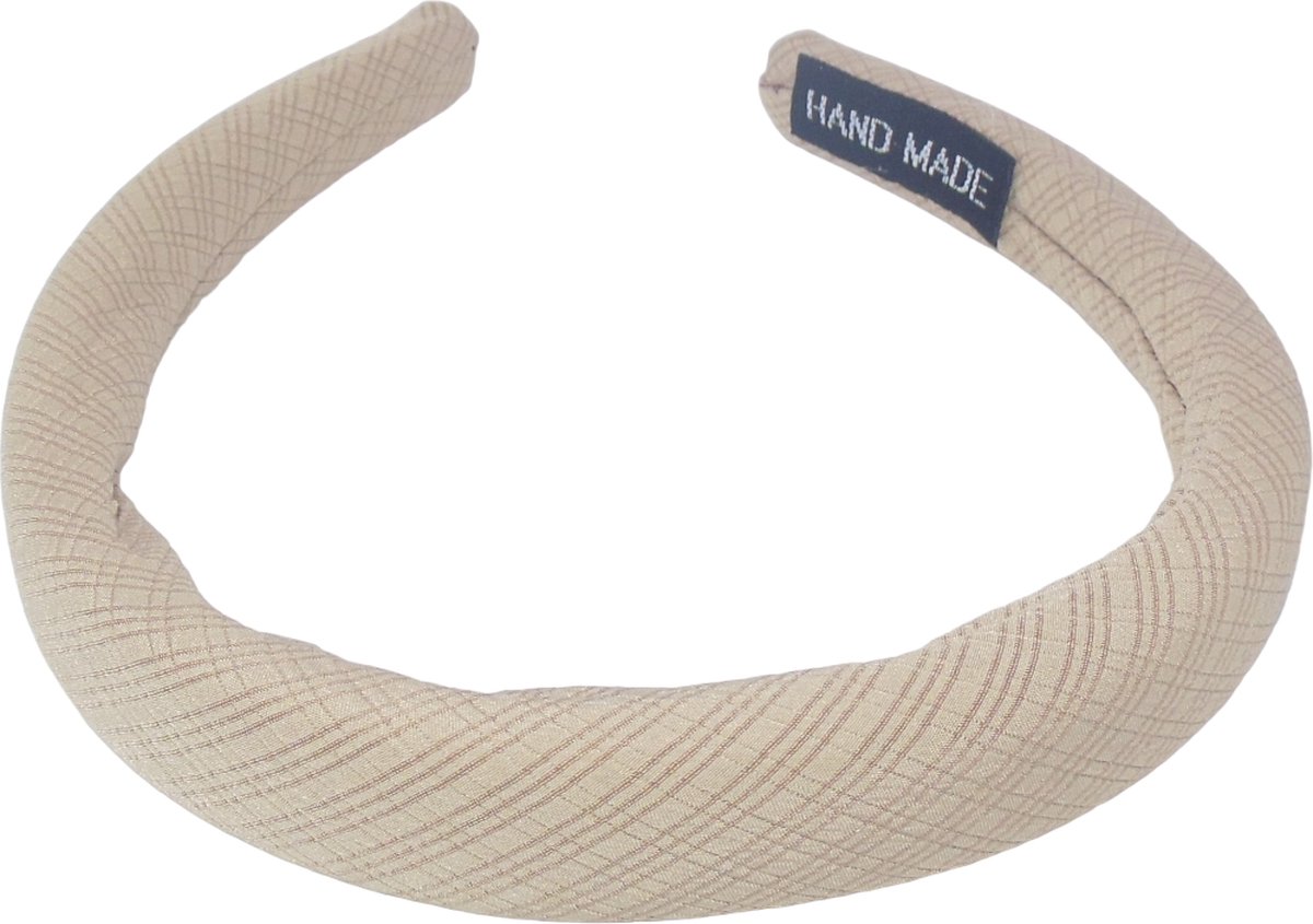 Diadeem gevuld stof ruitjes-patroon pastel bruin