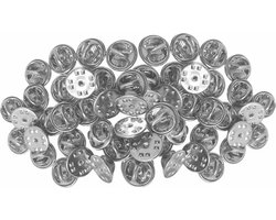 Fako Bijoux - 50 Steek Pin Backs - Badge Pin Backs - Revers Pinnen - Kopspijkers - Vlinder Clutch Backings - Pin Cap Keepers - DIY Voor Broche Sieraden - 50 Stuks - Zilver