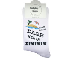 Zininin - Vakantie Sokken - Wil op vakantie - Vakantie boeken - Holiday - Verjaardags cadeau vrouw en man - vrolijke sokken - Valentijns cadeau - grappige sokken - leuke dames en heren sokken - Zon vakantie - Socks waar je Happy van wordt - Maat 37-4