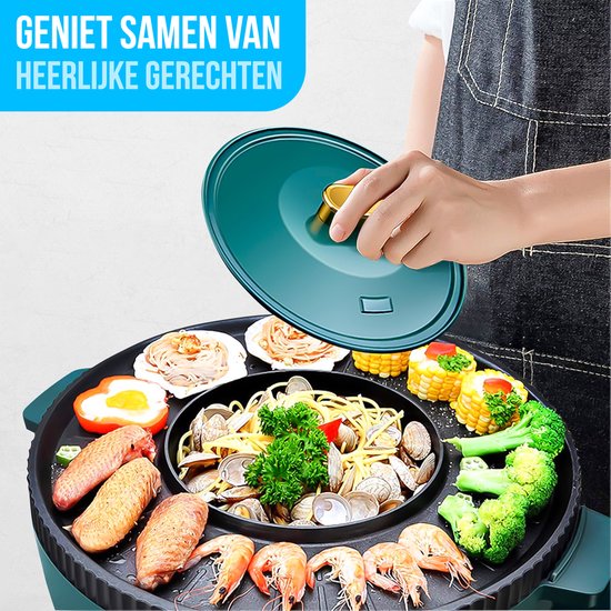 SEZGoods 2-in-1 Chinese Hotpot & Koreaanse BBQ - Partypan - Roestvrij staal — afbeelding 4