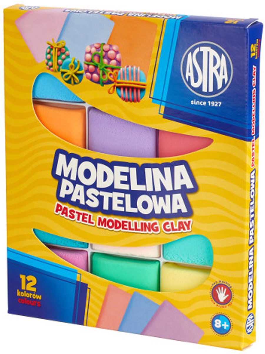 Pastelkleurige boetseerklei 12 kleuren ASTRA
