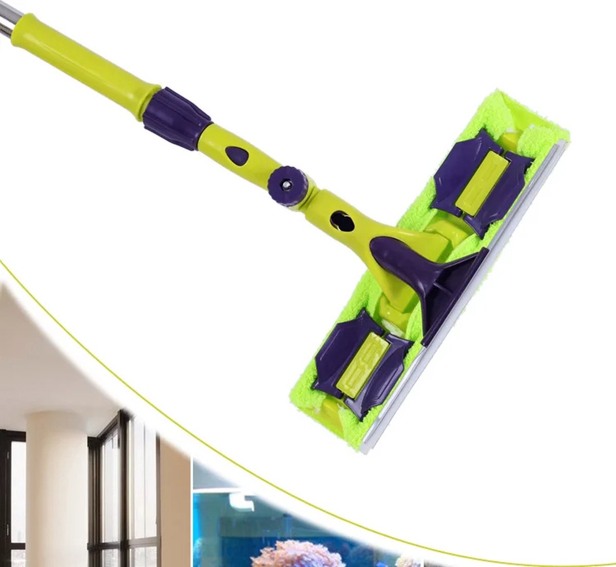 JustValue Raamwisser met Telescopische Steel - Ramenwasser - Ramen Wassen - Ruiten Schoonmaken - Raamtrekker - Ruitenreinigers - Glazenwasser