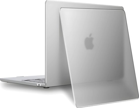 Zilveren MacBook Air 15-inch met transparante hardcase.