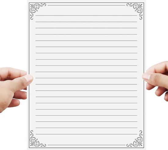 Papier à lettres Vintage (paquet de 48) – 28 x 21,5 cm – Feuilles de lignes au format lettre – Set de Papier crème pour l'écriture manuscrite, les arts, les Invitations, les poèmes et plus encore