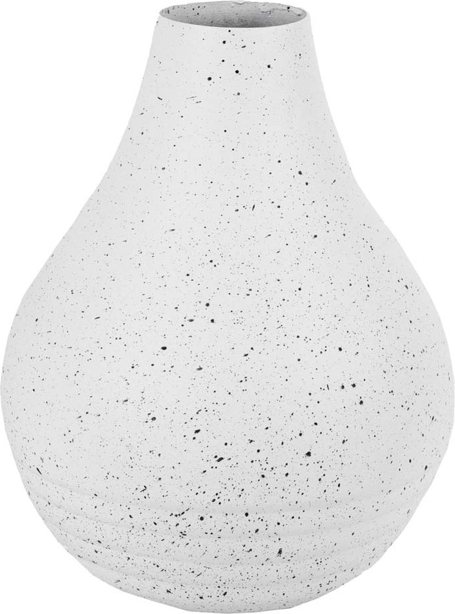homebound by ky Metalen vaas white dots | 5x15,5x20cm | metalen bloemenvaas wit met dots