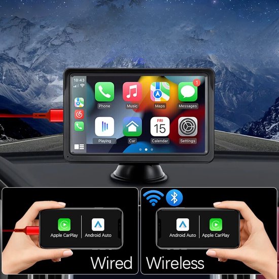 LAMTTO Motorfiets CarPlay En Android Auto Draadloos Scherm - 7 Inch IP67 Waterdicht Touchscreen - Navigatie, Bluetooth, Siri/Google Assistent - Upgrade