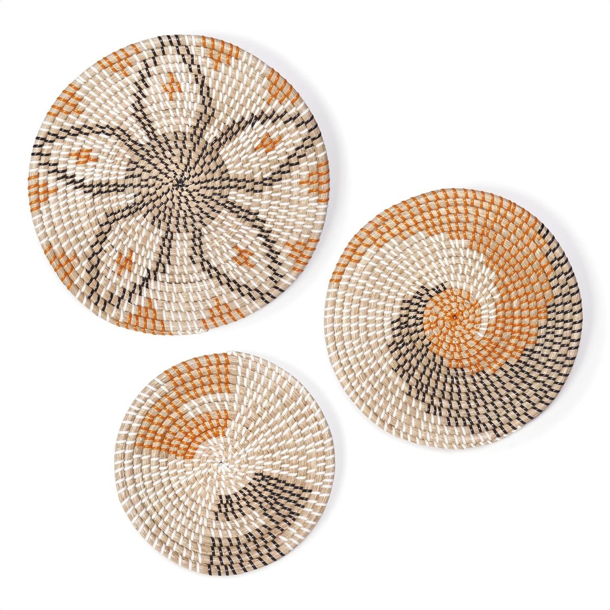 Wanddecoratie - Muurdecoratie - Pak 3 Handgemaakte Rieten Manden - Decoratie Woonkamer Slaapkamer Tuin Terras - Wall Art Decoration - Room Decor - Home Improvement Accessories op Prijzenvolger.com