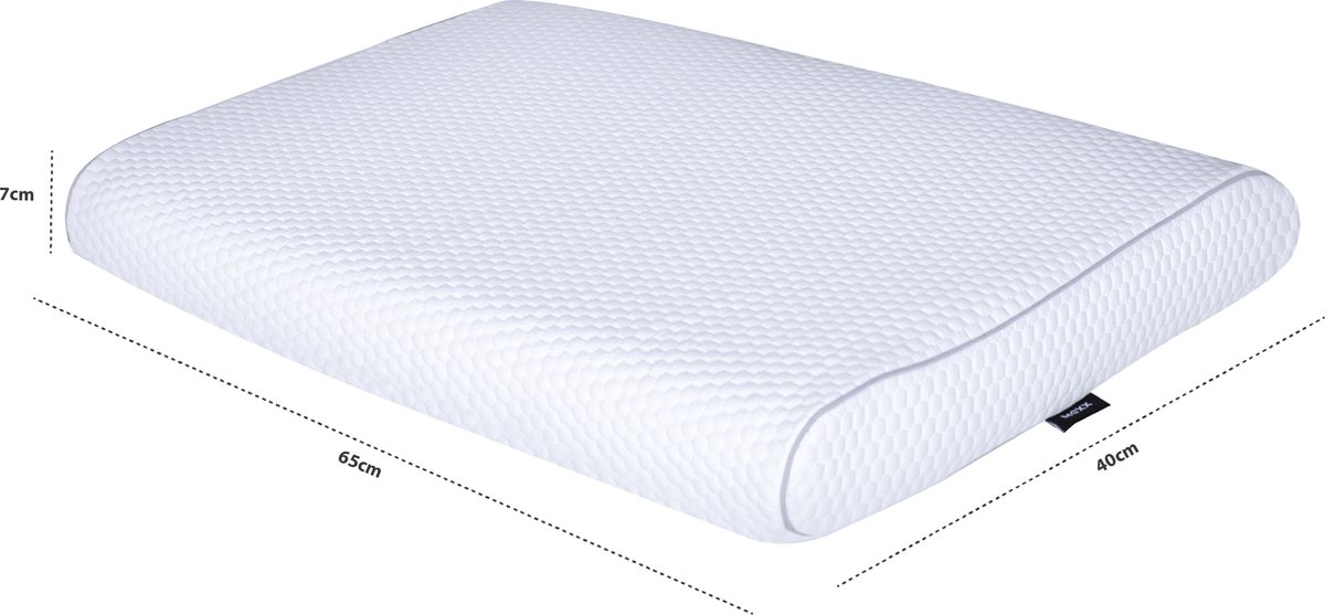 Mexx Premium - Buikslaap hoofdkussen - traagschuim - ventilerend - anti-allergie - 65 cm x 40 cm x 7 cm Wit