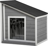 Hondenhok - Buiten - Bench - Ren - Weerbestendig - Kennel - Rek - Grijs