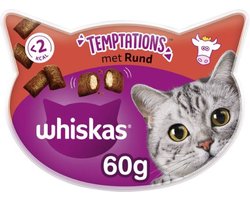 7x Whiskas Temptations Snacks - Kattensnoepjes - Rund - 60g