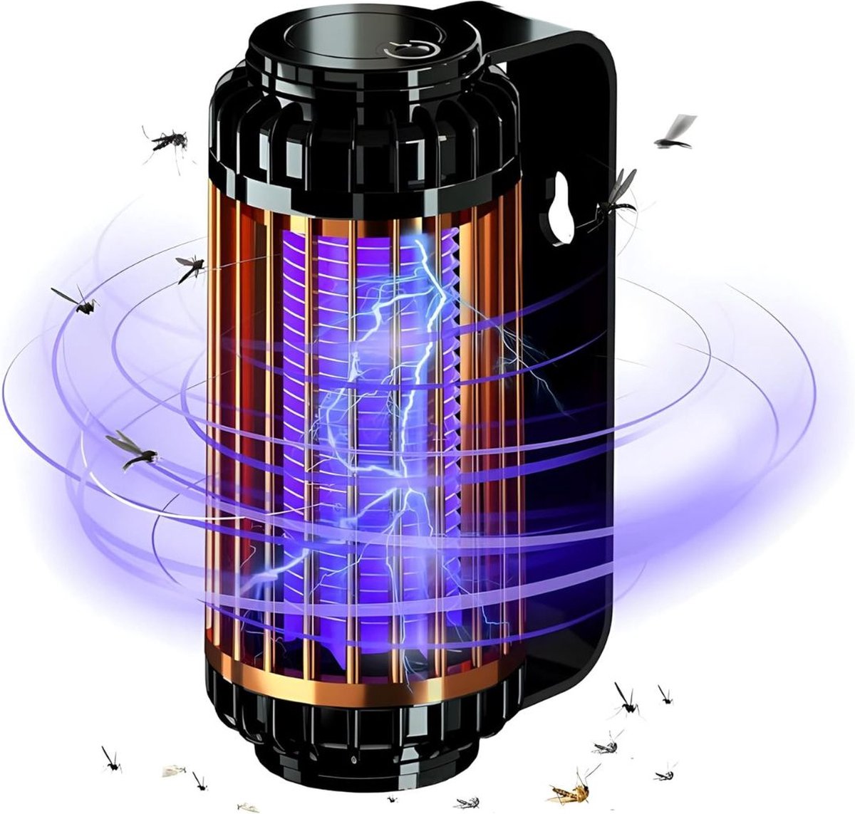 MKSS® Muggenvanger Elektrisch - Muggenlamp voor Binnen en Buiten - Muggenstekker met Filter - Zwart met Brons