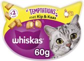 3x Whiskas Temptations Kattensnacks - Kip en Kaas - 60 gr