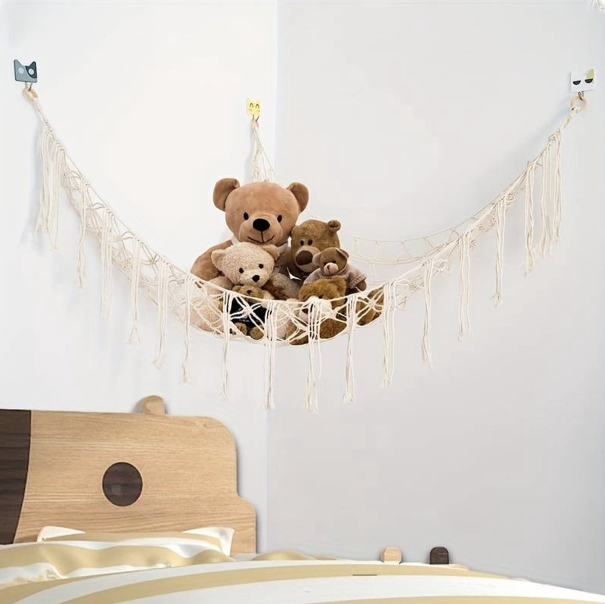 Huiguli Filet De Rangement Peluche à Suspendre, Côté Lit, Sac En Maille