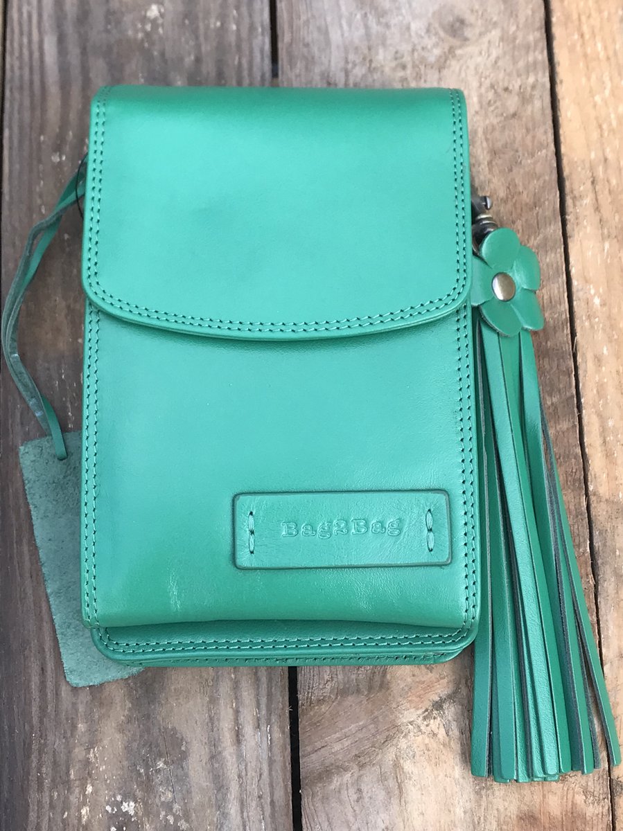 Bag2Bag Leren YukaXXL Green Schoudertasje Telefoontasje