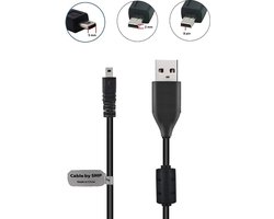 OneOne 1,5m USB kabel AV / datakabel. Voor enkele camera's als oplaadkabel past op Panasonic Lumix DMC-FX78, DMC-FX8, DMC-FX80, DMC-FX9, DMC-FX90, DMC-FZ1000, DMC-FZ15, DMC-FZ150, DMC-FZ18, DMC-FZ20, DMC-FZ200, DMC-FZ28, DMC-FZ3, DMC-FZ30, DMC-FZ300