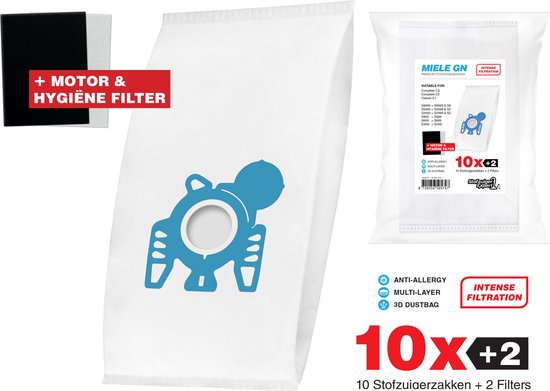 Foto: 10x miele stofzuigerzakken gn 3d stofzakken filter set hygi ne en motor filter meegeleverd premium kwaliteit multi lagen anti allergie geschikt voor o a miele c3 c2 s8 s5 s2 s8000 s5000 s200 s800 s600 s400