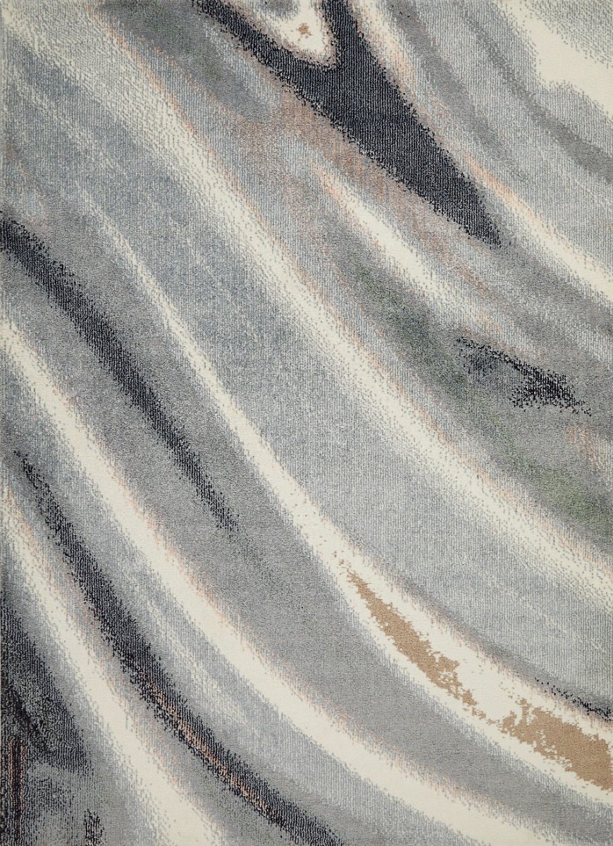 Concept Looms Amara Ivory Grey Blue AMA106 Vloerkleed - 160 x 220 cm - Grijs - Rechthoekig - Polyester - Woonkamer - Abstract - Design, Eclectisch, Modern