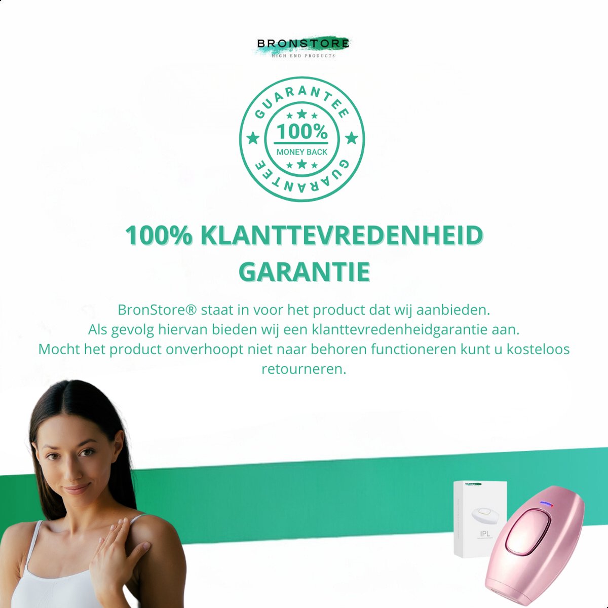 BronStore® Laser Ontharingsapparaat - IPL Ontharing Apparaat - Epileerapparaat Dames & Heren - Ontharingsapparaten - Inclusief Beschermbril, Scheermes & Aloë Vera Lotion thumbnail 7