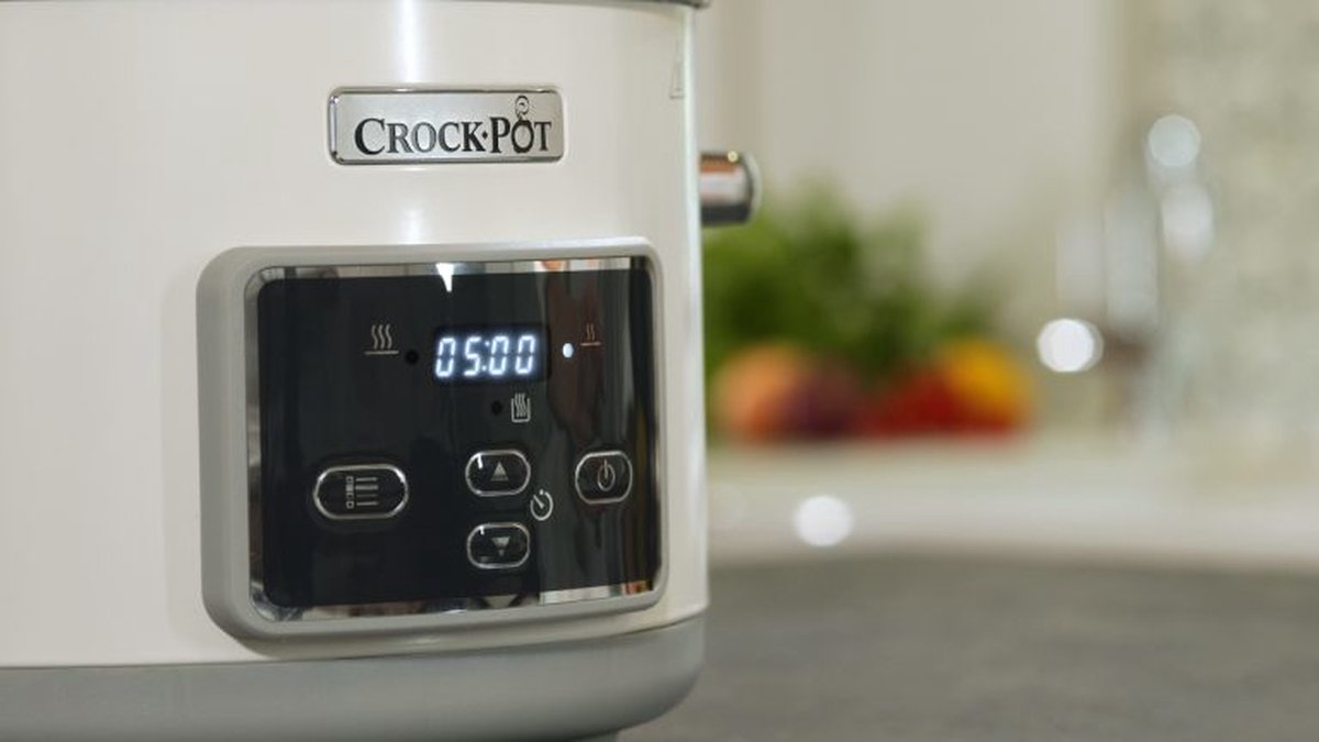 Afbeelding 2 van CrockPot Duraceramic Slow Cooker wit 5L Inductie proof