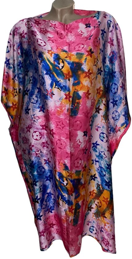 Foto: Kaftan tuniek jurk satijn van viscose zijde onesize 38 48 roze