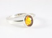 Bague fine en argent brillant avec ambre - taille 17