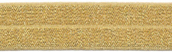 5 m. elastisch biaisband goud - biesband rekbaar - gouden hobbyband - 2 cm breed ongevouwen