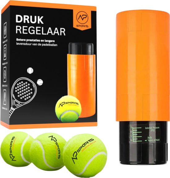 NP Sports - Padelballen drukregelaar inclusief 3 ballen - Padel Tennis accesoires