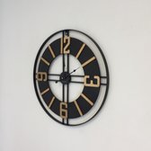 Wandklok Black & Gold Vintage Industrieel