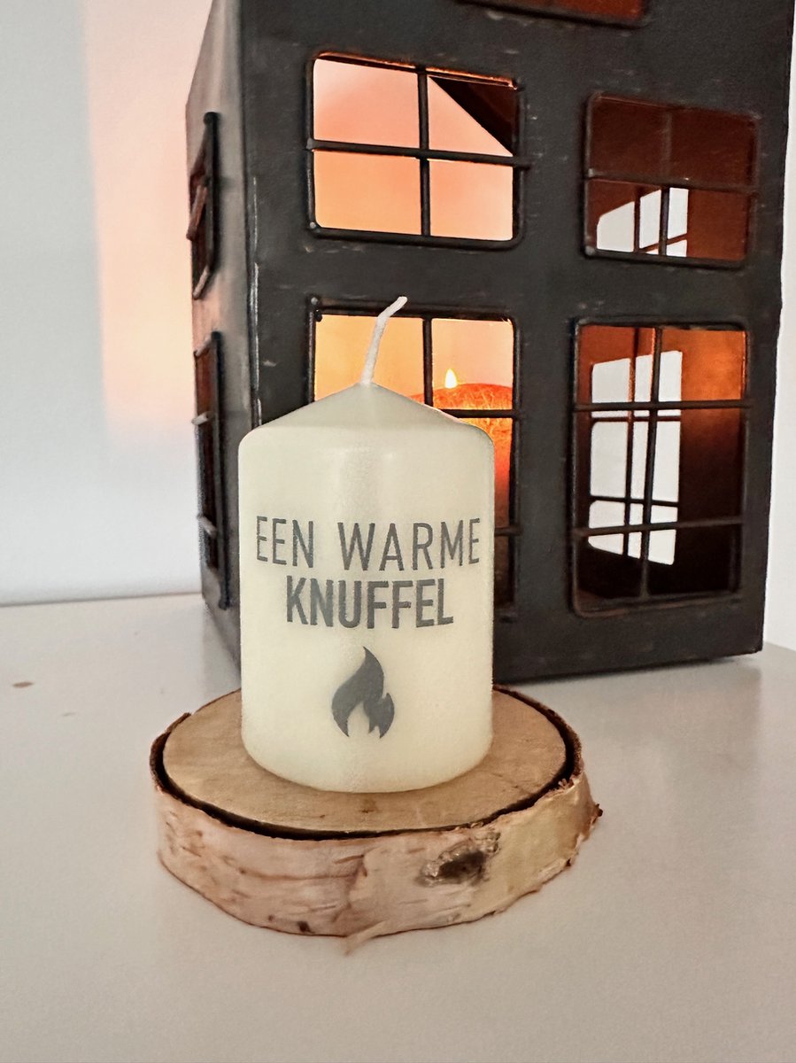 Afscheid & Troost Kaars - Troostkaars - Warme Knuffel - Persoonlijke boodschap - Hart onder de riem - Herdenkingskaars AF-TK19-376 WK Wit met grijze tekst