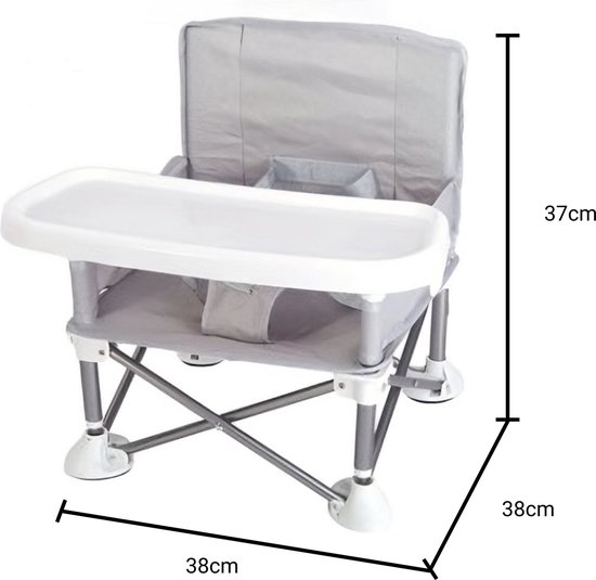 360 Living® - Kinderstoel Inklapbaar - Grijs - Eetstoel Baby - Kinderzetel - Kinderstoel Inklapbaar met Eetblad - Kinder Eetstoel van 360 Living — afbeelding 4