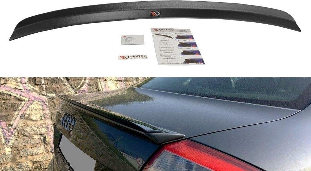 Maxton Design Audi A4 B6 S-Line Sedan 2000 - 2004 Achterklep Spoiler Cap Extention Glans Zwart AU-A4-B6-SLINE-CAP1G