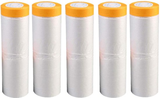 6 rollen transparante afdekfolie met plakband, 4x (55 cm x 20