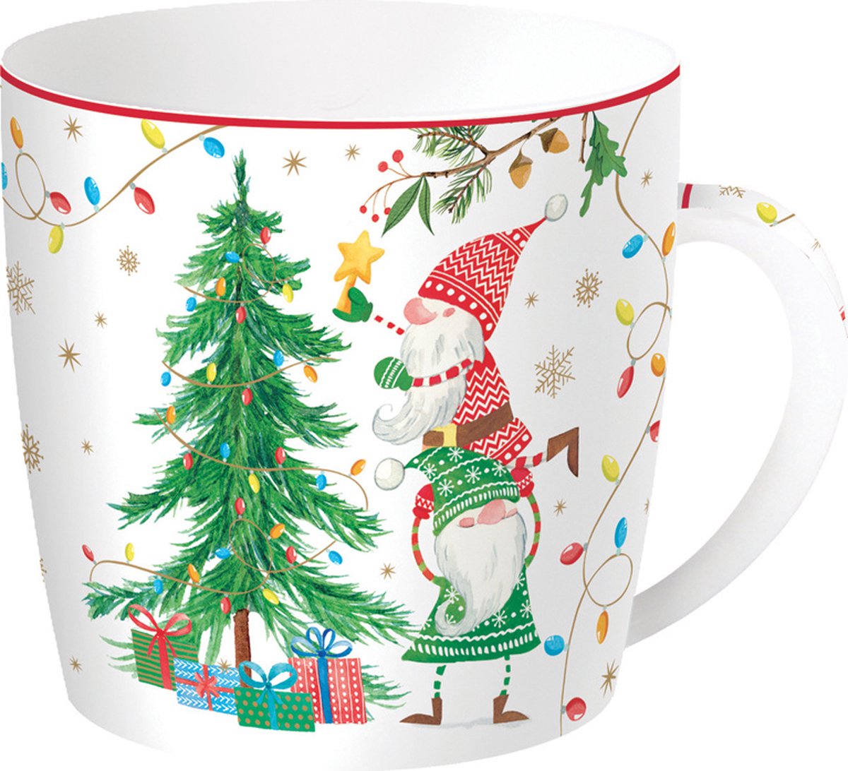 Dekoratief | Mok poreslein in blikken doos 'Ready for Christmas', 350ml | A226061