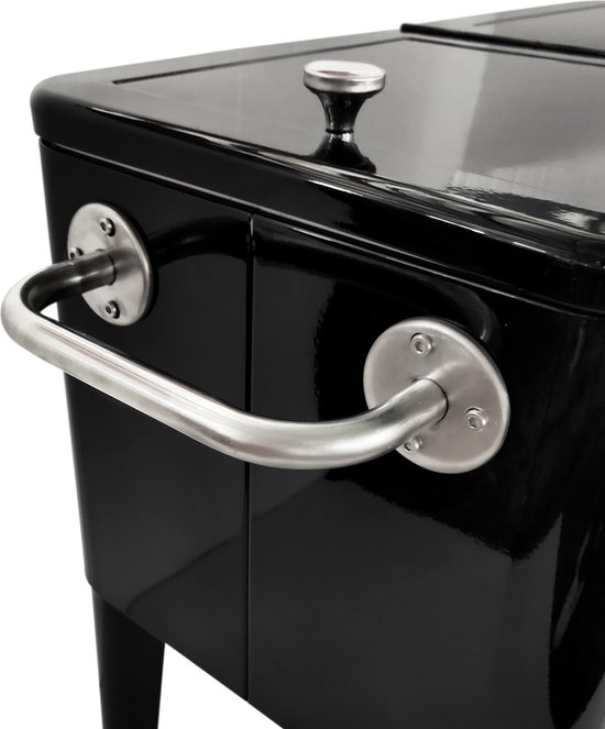 AXI Retro Cooler Zwart - Koeler met wielen - 76L inhoud - Koelbox met aftapkraan van Merkloos — afbeelding 4