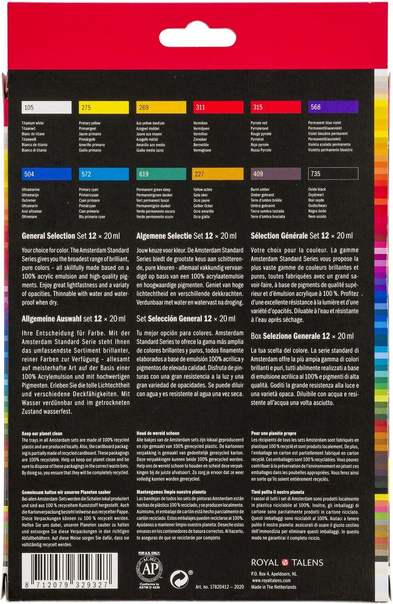 Amsterdam Standard Series acrylverf algemene selectie set | 12 × 20 ml — afbeelding 5