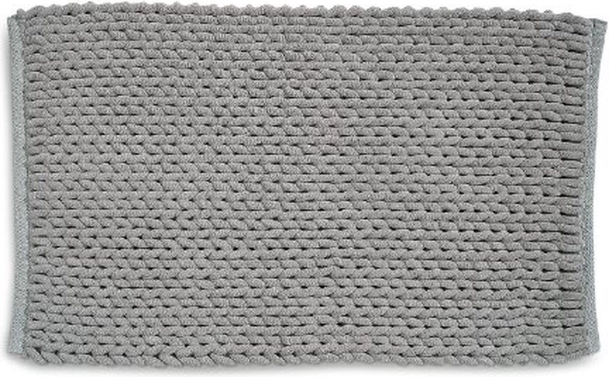 Badkamer Vloerkleed, Badmat, 100 x 60 cm, Grijs, Gerecycled Polyester, Katoen - Kela | Masha