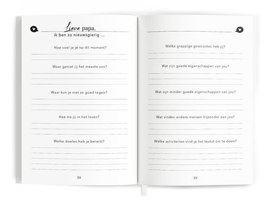 Open boek met vragen als "Hoe voel je je op dit moment?"