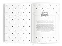 Open boek met tekst "Lieve papa, ik ben zo nieuwsgierig..." en uitleg over het boek