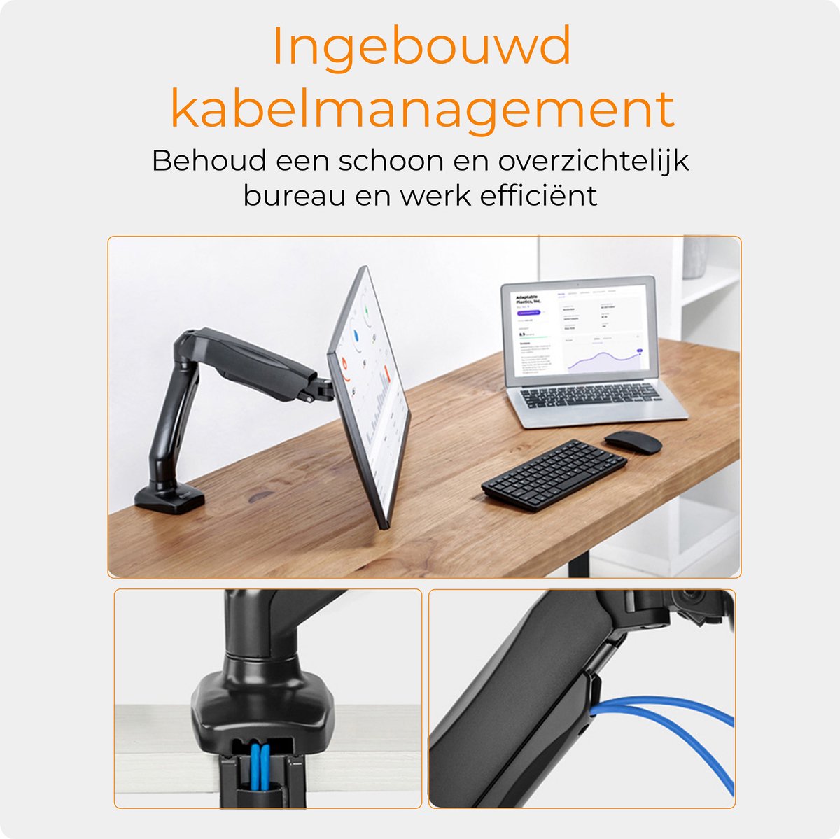 Elived Triple Monitor Arm Desk Mount Verstelbare Gas