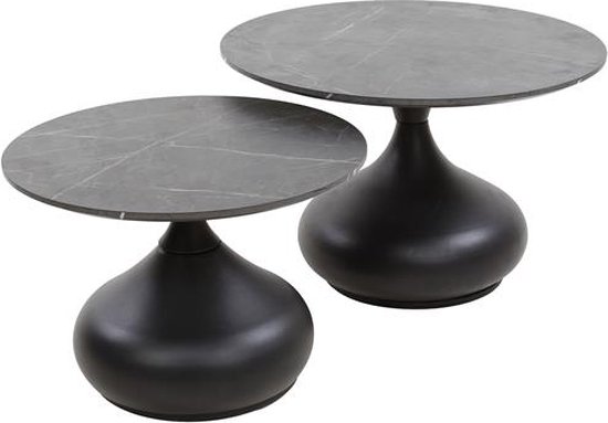 Hoyz Collection - Table basse Forme Goutte - 3D Zwart Marron - Set de 2