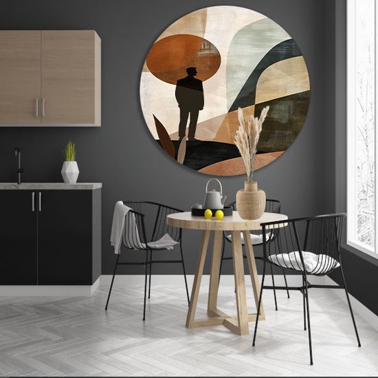 tableau silhouette rond - Figure murale échelles - Tableau formes rondes - Décoration murale moderne - Plaque murale - Décoration murale chambre cercle mural aluminium 70x70 cm