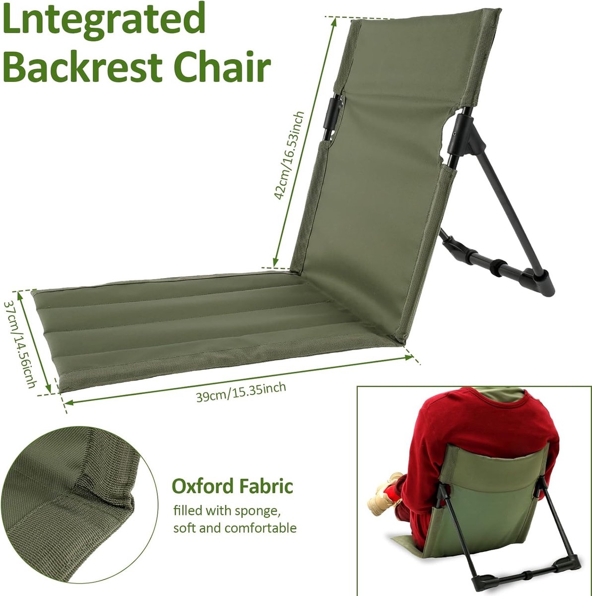 1Stuks(groente) opvouwbare kampeerstoel - Opvouwbare strandstoel - campingstoel buiten - draagbare opvouwbare campingstoel met opbergtas, lichtgewicht strandvloerstoel, strandloungestoel voor vissen, barbecues, wandelen,picknicken — cadeau in Sport & Outdoor - foto 2