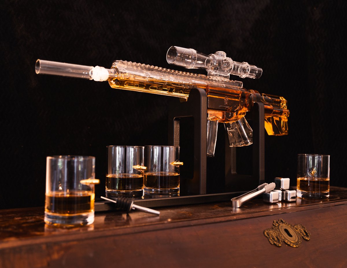ERYUE Cool Whiskey Karaf Set Pistool Vorm Bril Premium Kwaliteit voor