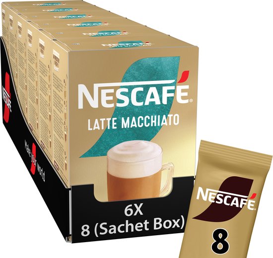 Foto: Nescaf gold latte macchiato oploskoffie 6 doosjes 8 zakjes