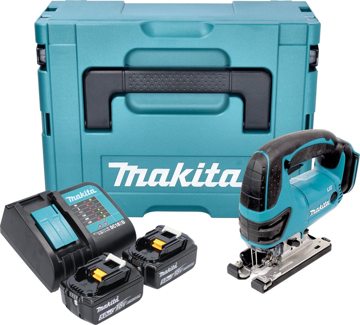 Makita DJV 180 STXJ accu-decoupeerzaag 18 V 135 mm + 2x accu 5,0 Ah + oplader + Makpac