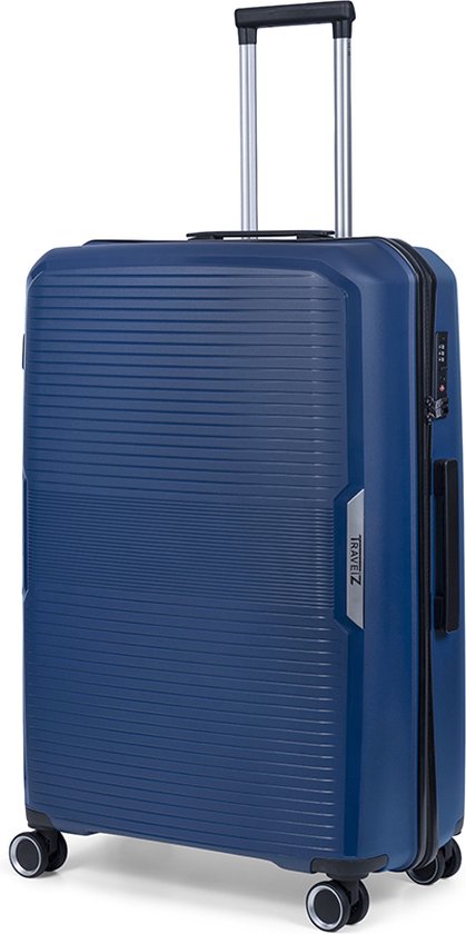 TravelZ Swinger Grote reiskoffer 78cm - Sterke Lichtgewicht Trolley 105 ltr met TSA-slot - Blauw
