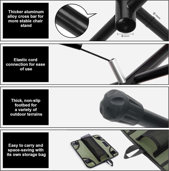 1 Stuks (Leger groen)Campingstoel Voetkruk - Opvouwbare lichtgewicht kruk - Draagbare opvouwbare campingkruk - Intrekbare stoelen met - Draagtas 220LBS Campingkrukken - voor binnen of op de camping, Vissen, Wandelen, BBQ ,Reizen van Aiwoxing — afbeelding 4