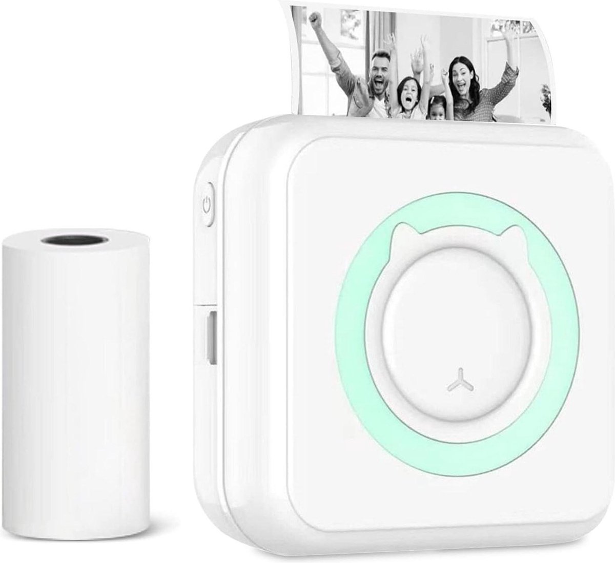 Mini Printer Bluetooth Thermal Photo Printer - USB Rechargeable Portable Mini Photo Printer for iOS and Android - Ideal for Study Photo Printing - Work with 5 Rolls Label White