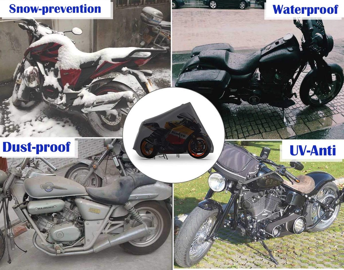 Motorhoes & Scooterhoes - 295*110*140 cm - met Windscherm - Scooter Hoes - Waterdicht Buiten - Universeel voor alle Scooters / Motors - Waterdicht Oxford - Geschikt voor Binnen en Buiten - Waterafstotend – foto 2