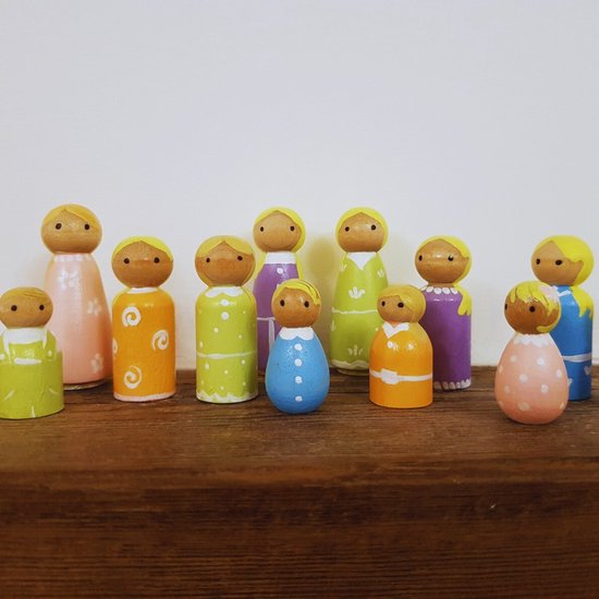 6 grands pions joueurs quilles famille en bois à décorer pour jeux DIY
